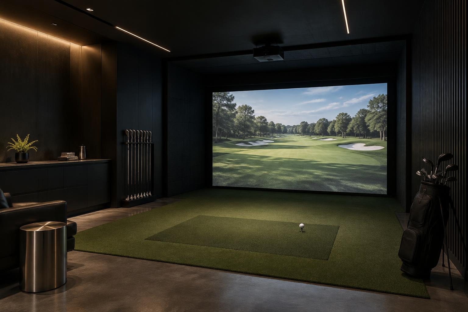 Visualización de un espacio de simulación de golf residencial